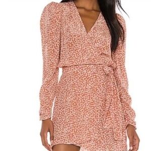 Free People Kinsley Wrap Grapefruit Fizz Combo Mini Dress SZ 2 Floral Romantic